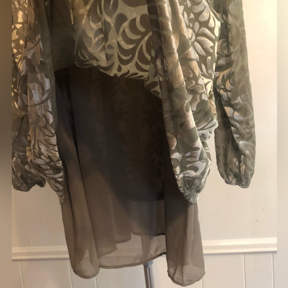 Simply Elegant Women Stylish Embossed Velvet Floral Leaves Design Blouse… - Picture 5 of 11